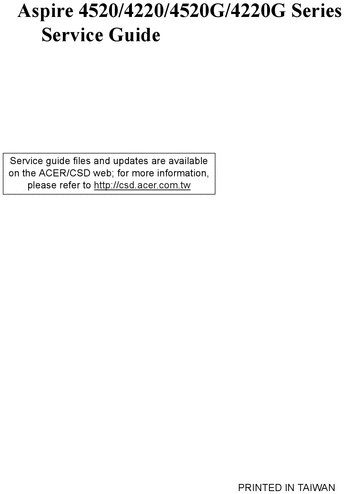 Product picture Acer Aspire 4520G Guide Repair Manual
