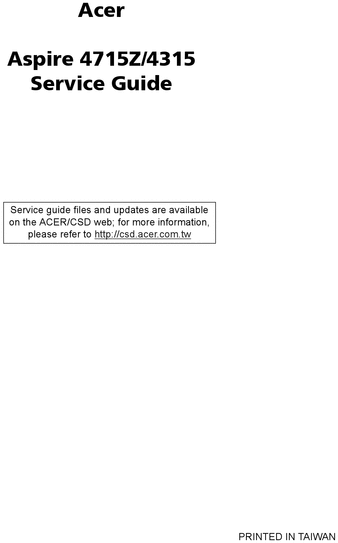 Product picture Acer Aspire 4715z Guide Repair Manual