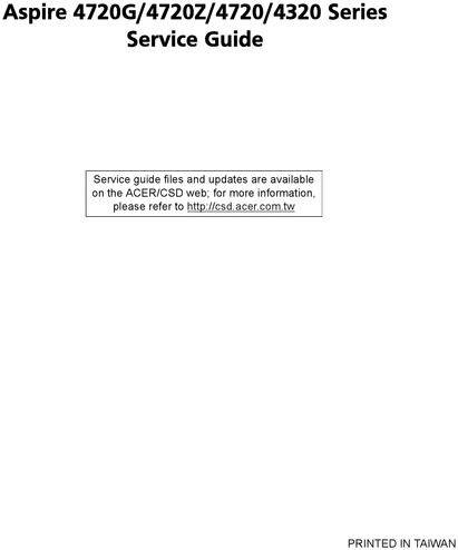 Product picture Acer Aspire 4720 Guide Repair Manual