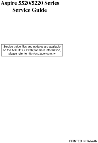 Product picture Acer Aspire 5220 Guide Repair Manual