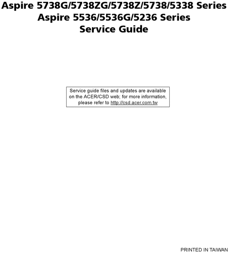 Product picture Acer Aspire 5236 Guide Repair Manual