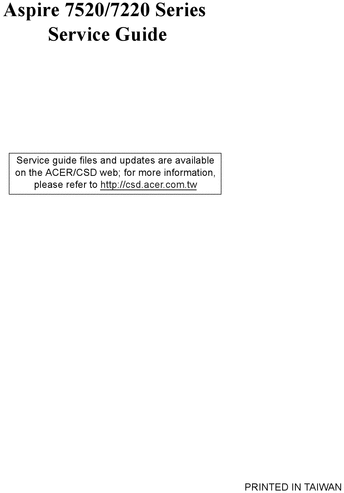 Product picture Acer Aspire 7220 Guide Repair Manual
