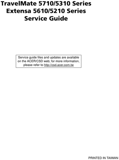 Product picture Acer Extensa 5210 Guide Repair Manual