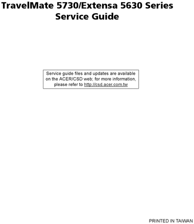 Product picture Acer Extensa 5630 Guide Repair Manual